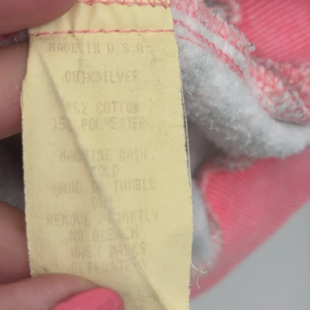 QUIKSILVER Vintage Pink Sweatshirt Gray Stripe Oversized Size Medium - Picture 6 of 6